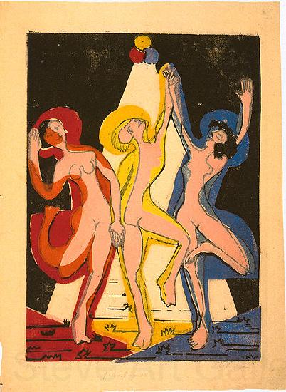 Ernst Ludwig Kirchner Colourful dance Norge oil painting art